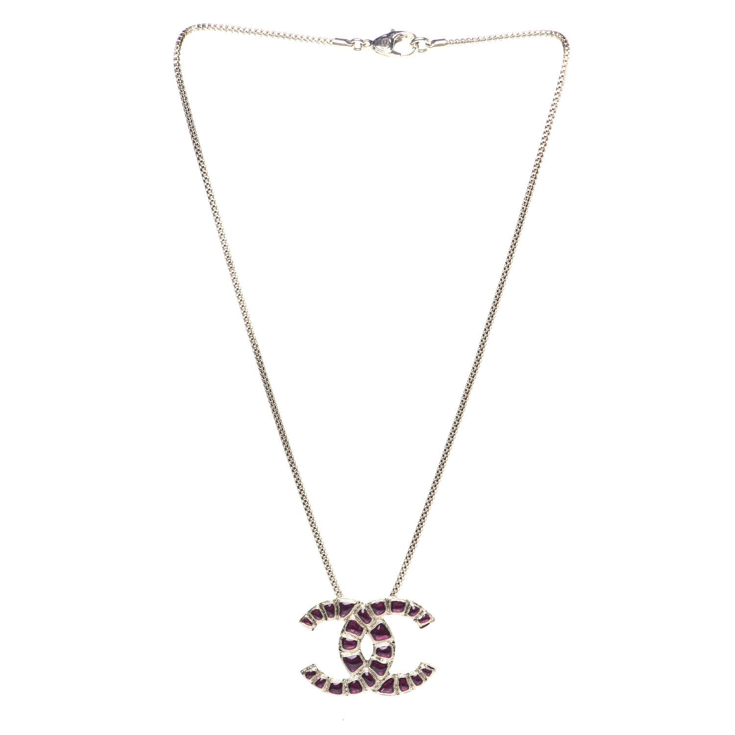 Chanel Resin Along The Nile CC Pendant Necklace Gold Purple 3 of 6