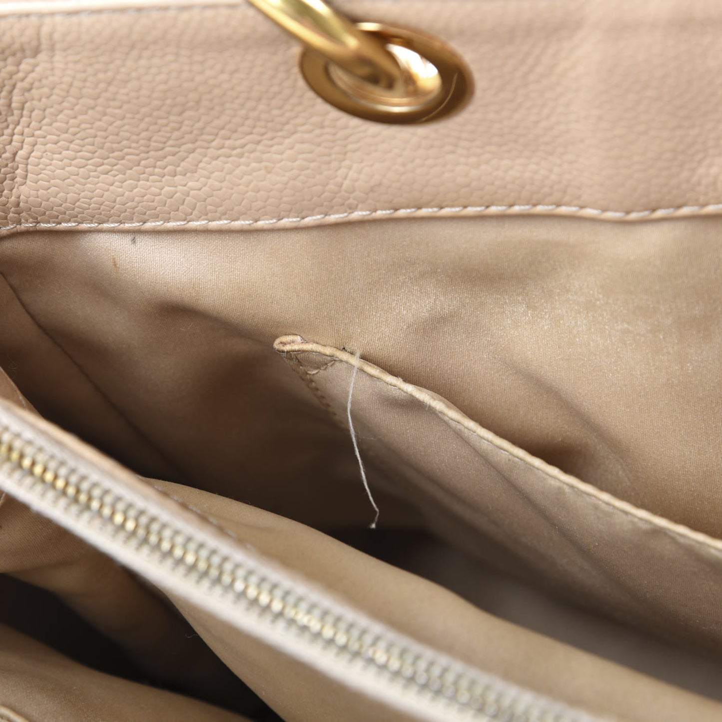 Caviar Quilted Grand Shopping Tote GST Beige Clair