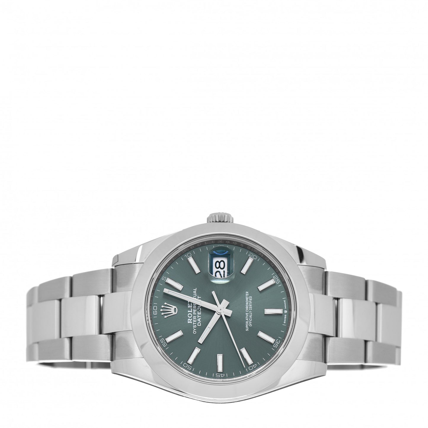 Stainless Steel 41mm Oyster Perpetual Datejust Watch Mint Green 126300