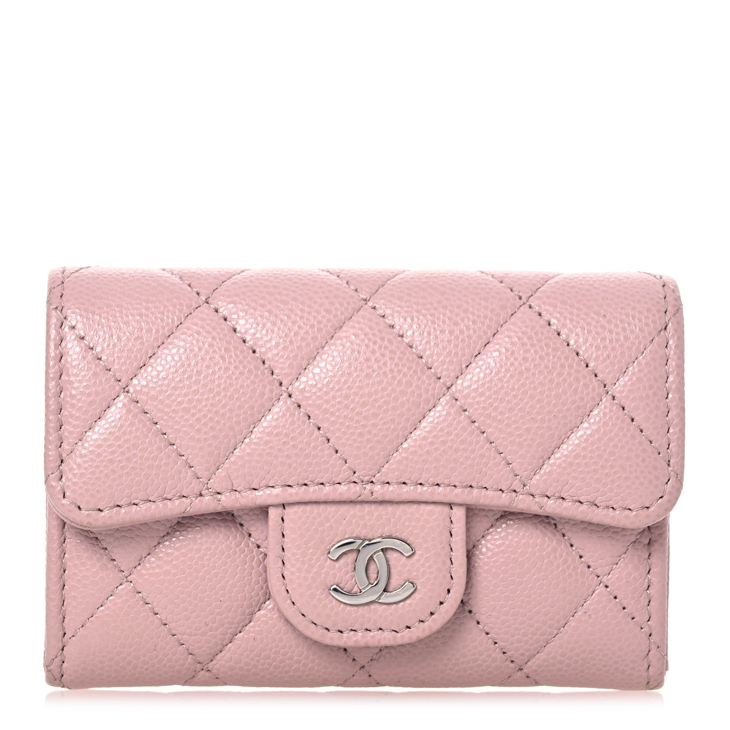 Chanel Caviar Quilted Flap Card Holder Wallet Light Pink 1 of 10