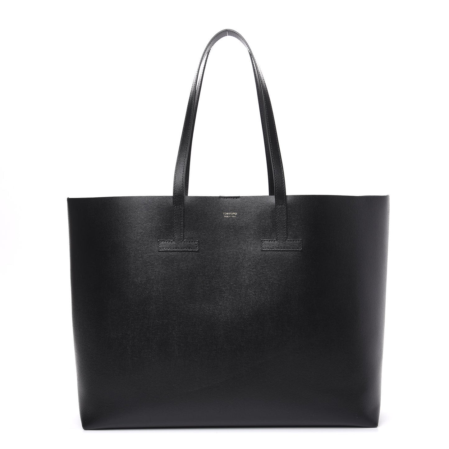 Grained Calfskin Large T Tote Black