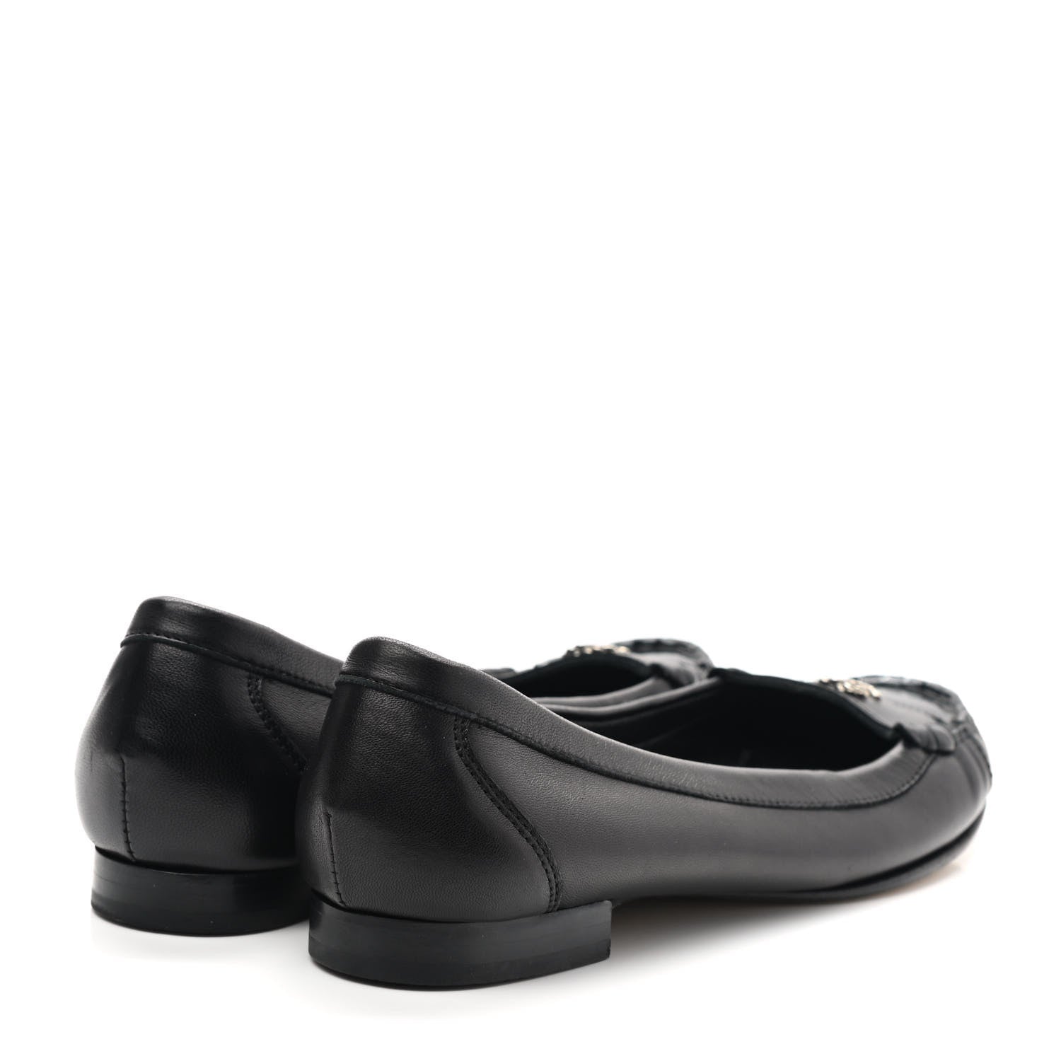 Chanel Lambskin Patent Cap Toe CC Moccasin Flats 36 Black 4 of 7
