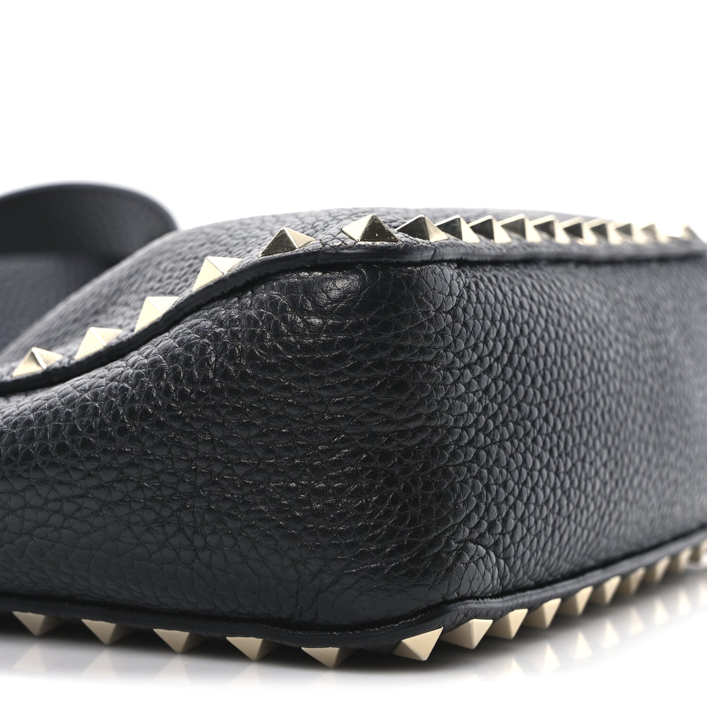 Pebbled Calfskin Mini Rockstud Flip-Lock Messenger Bag Black