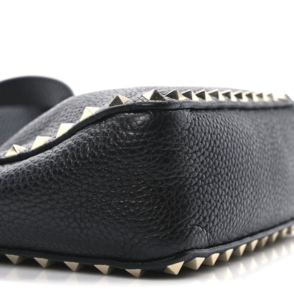 Valentino Garavani Pebbled Calfskin Mini Rockstud Flip-Lock Messenger Bag Black 8 of 9