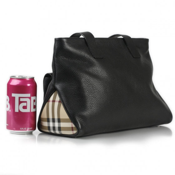 Leather Horn Toggle Tote Black