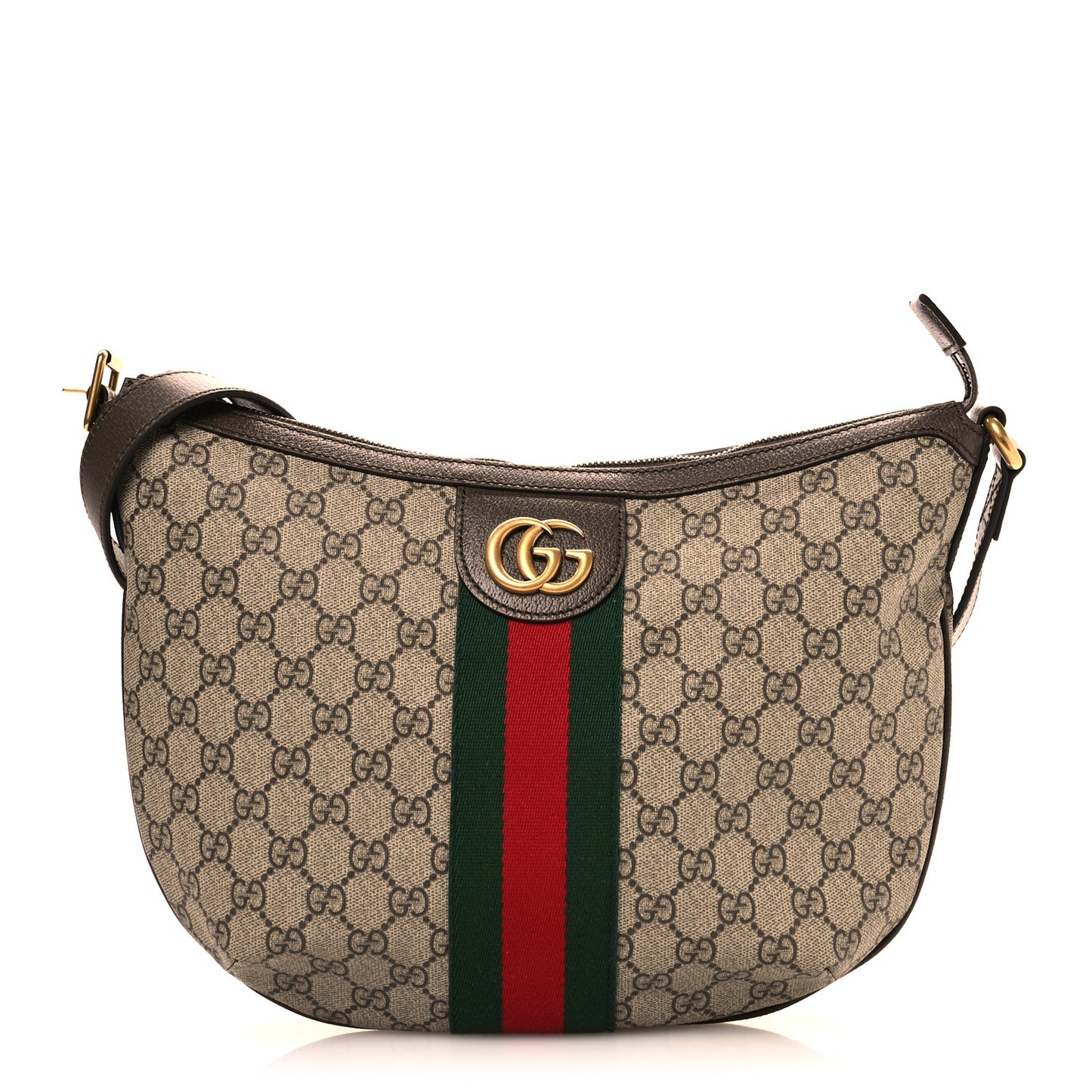 GG Supreme Monogram Web Small Ophidia Half Moon Hobo Beige Ebony New Acero