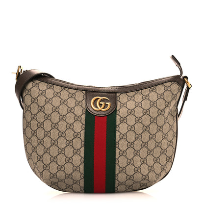 Gucci GG Supreme Monogram Web Small Ophidia Half Moon Hobo Beige Ebony New Acero 8 of 10