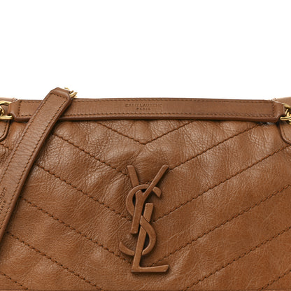 Saint Laurent Crinkled Calfskin Matelasse Monogram Medium Niki Chain Satchel Caramel 8 of 17