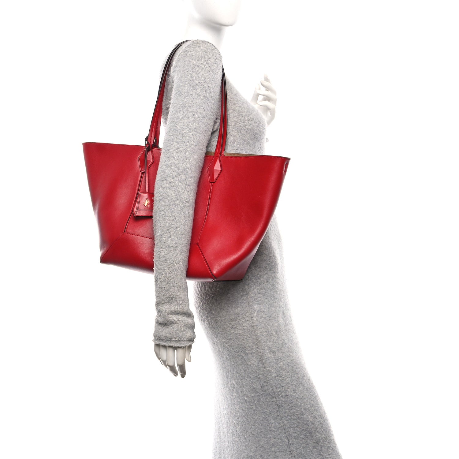 Jimmy Choo Calfskin Medium Diamond Tote Red 2 of 9