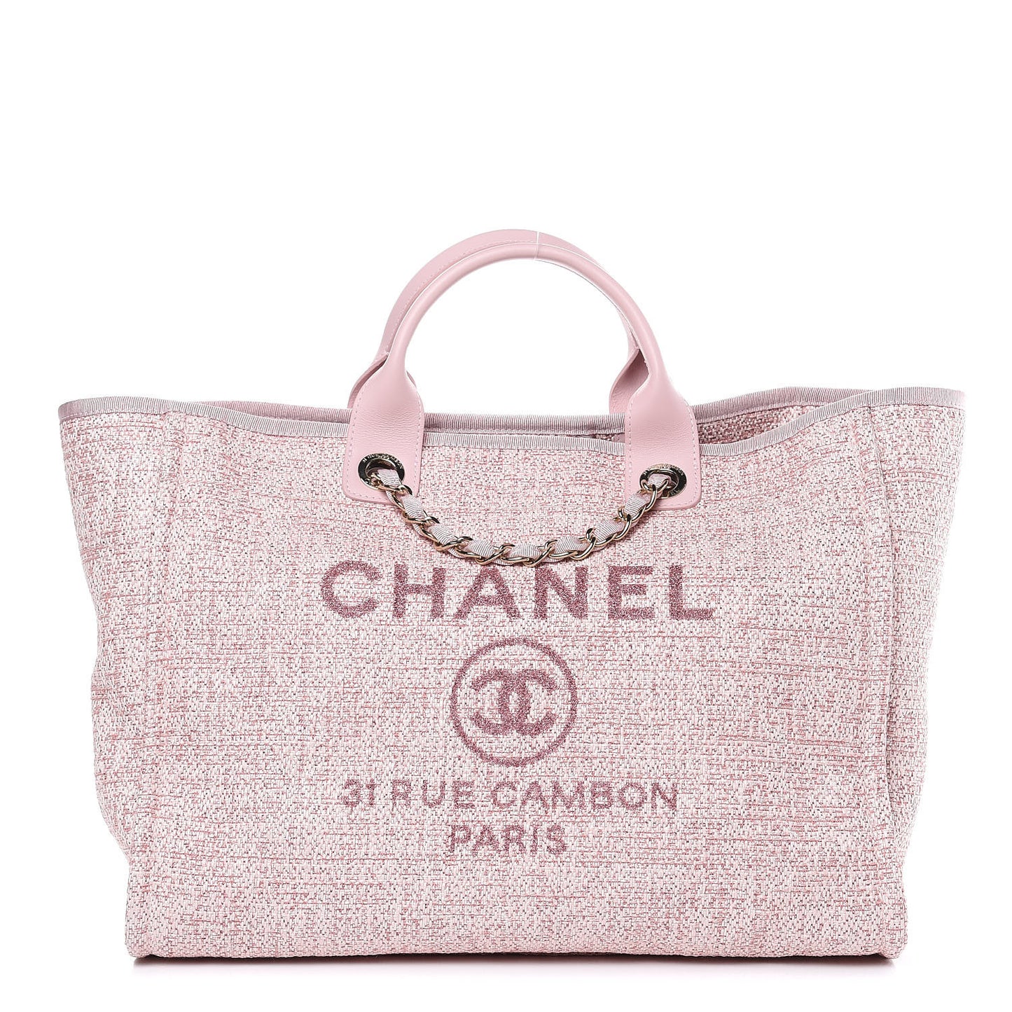 Straw Lurex Large Deauville Tote Pink