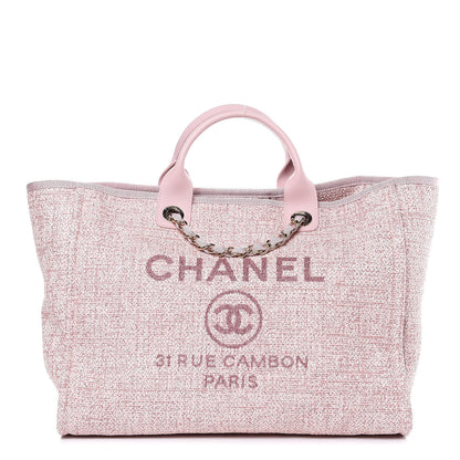 Chanel Straw Lurex Large Deauville Tote Pink 1 of 9