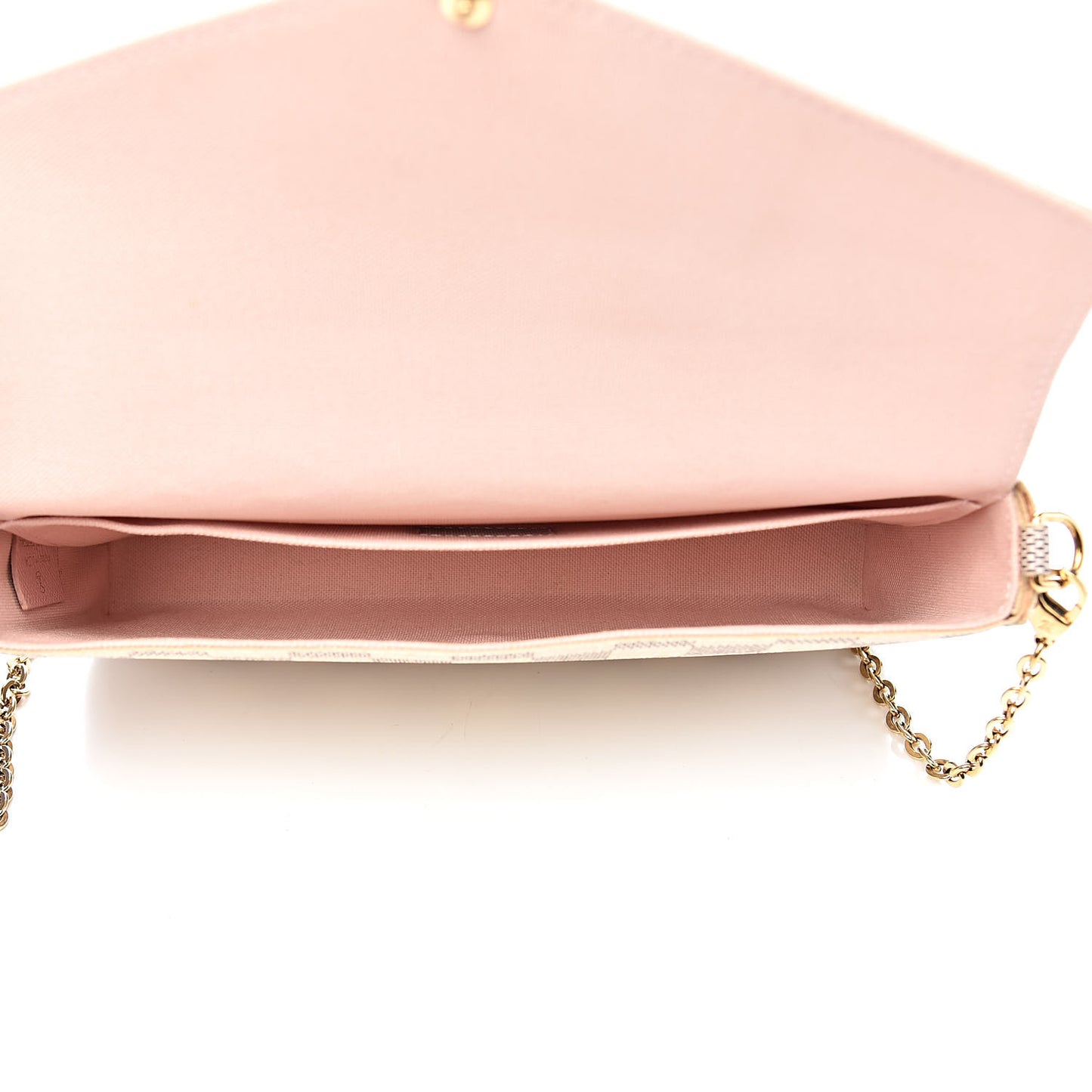 Damier Azur Pochette Felicie Chain Wallet Rose Ballerine