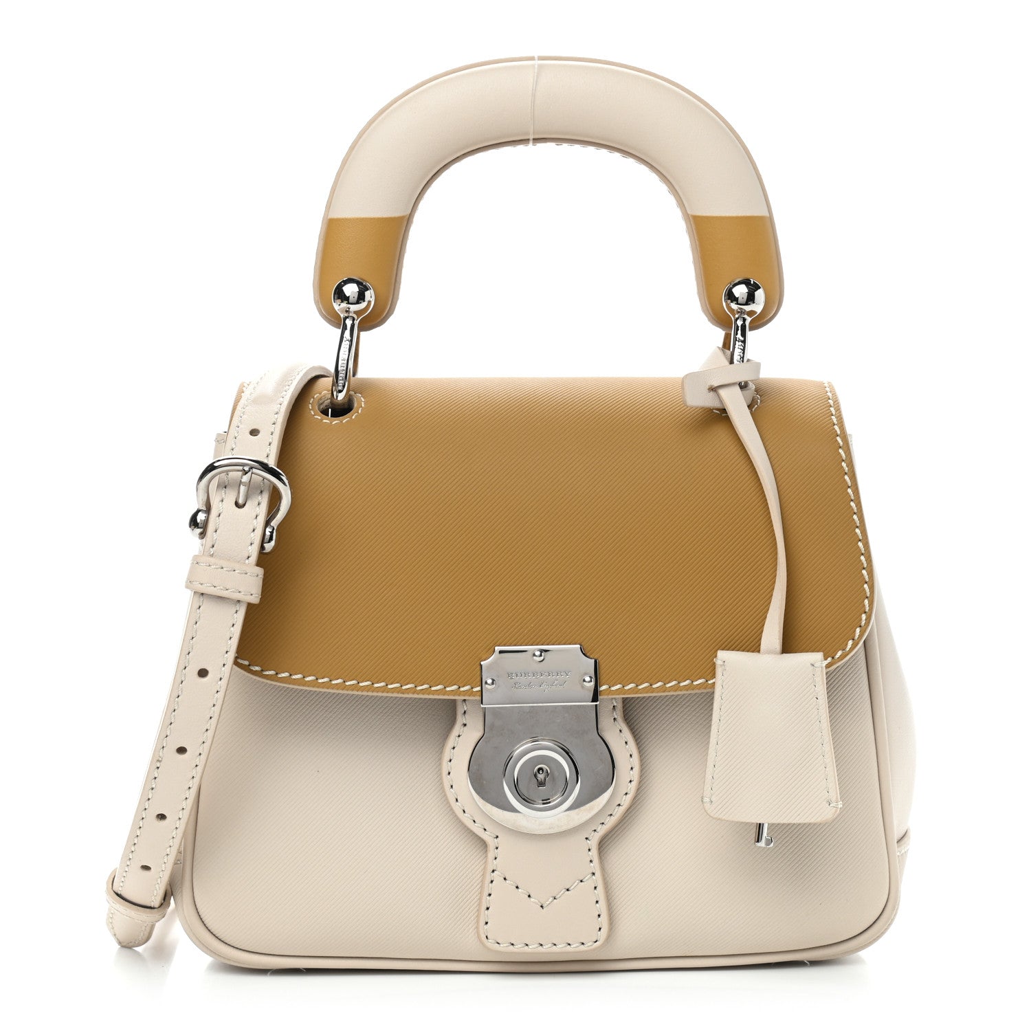 Burberry Trench Calfskin Small DK88 Top Handle Bag Limestone Ochre Yellow 1 of 9