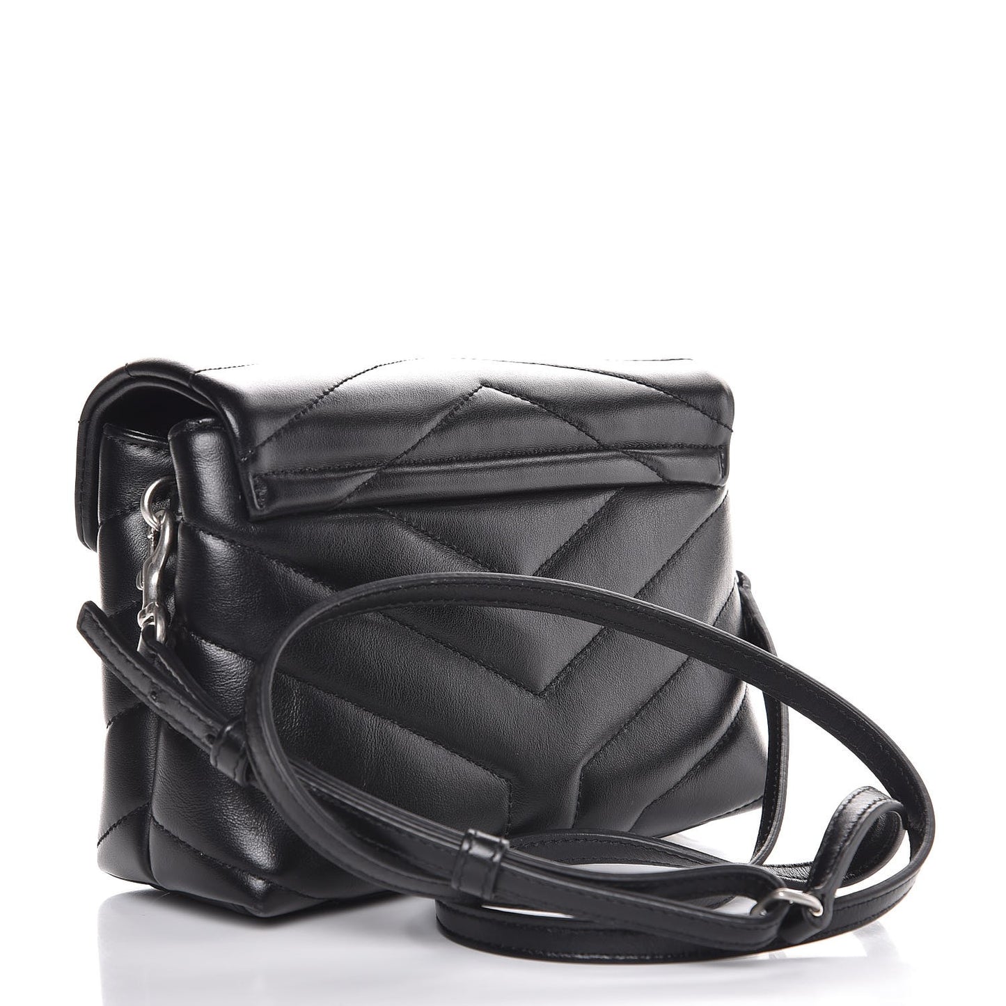 Calfskin Y Quilted Monogram Toy Loulou Crossbody Bag Black