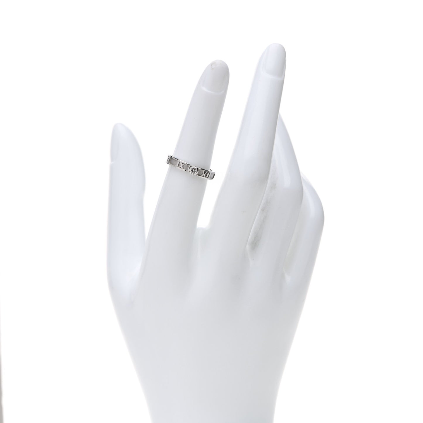 18K White Gold Diamond Atlas Solitaire Band Ring 52 6