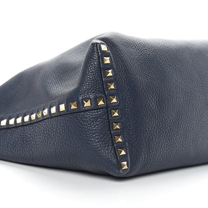 Valentino Garavani Pebbled Calfskin Large Rockstud Reversible Tote Light Cuir Marine 12 of 17