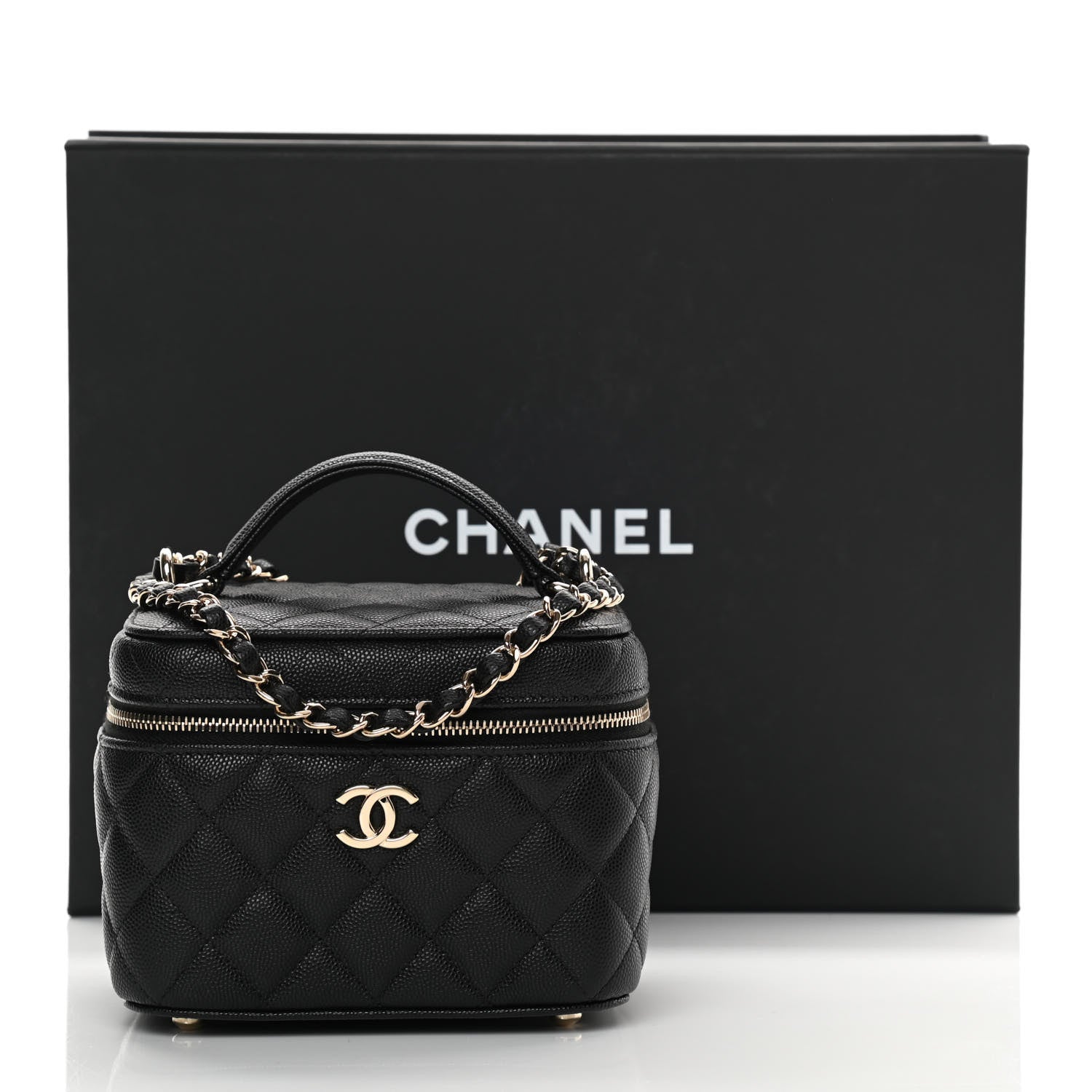 Chanel Caviar Quilted Small Top Handle Vanity Case With Chain Black 11 of 11