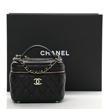 Chanel Caviar Quilted Small Top Handle Vanity Case With Chain Black 11 of 11