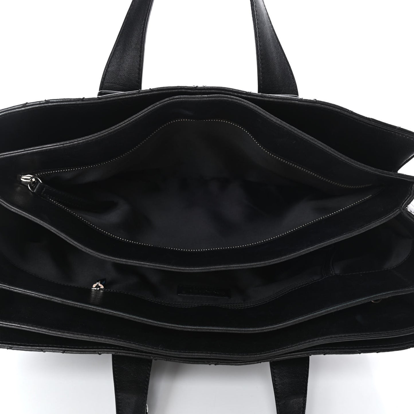 Lambskin Quilted Large Easy Carry Shopping Tote Black