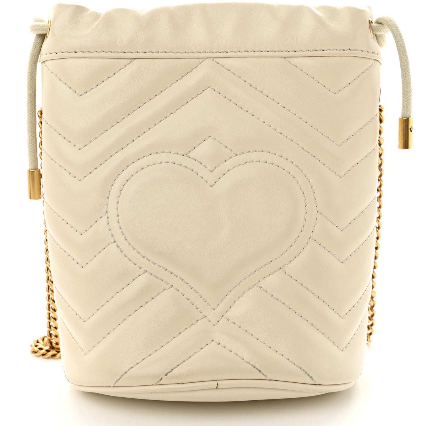 Calfskin Matelasse Mini GG Marmont 2.0 Bucket Bag White