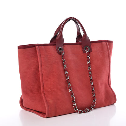 Chanel Canvas Large Deauville Tote Red 3 of 9
