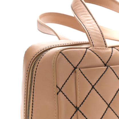 Chanel Calfskin Contrast Stitch Surpique Bowler Beige 11 of 13