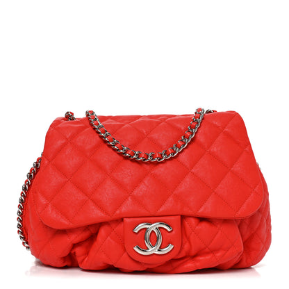 Chanel Washed Lambskin Quilted Large Chain Around Messenger Red 1 of 10