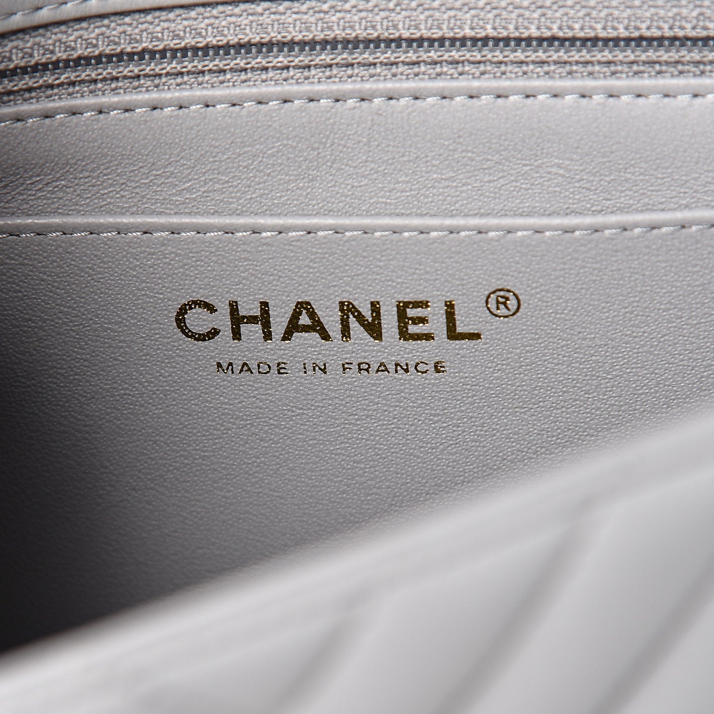 Lambskin Chevron Quilted Mini Square Flap Grey