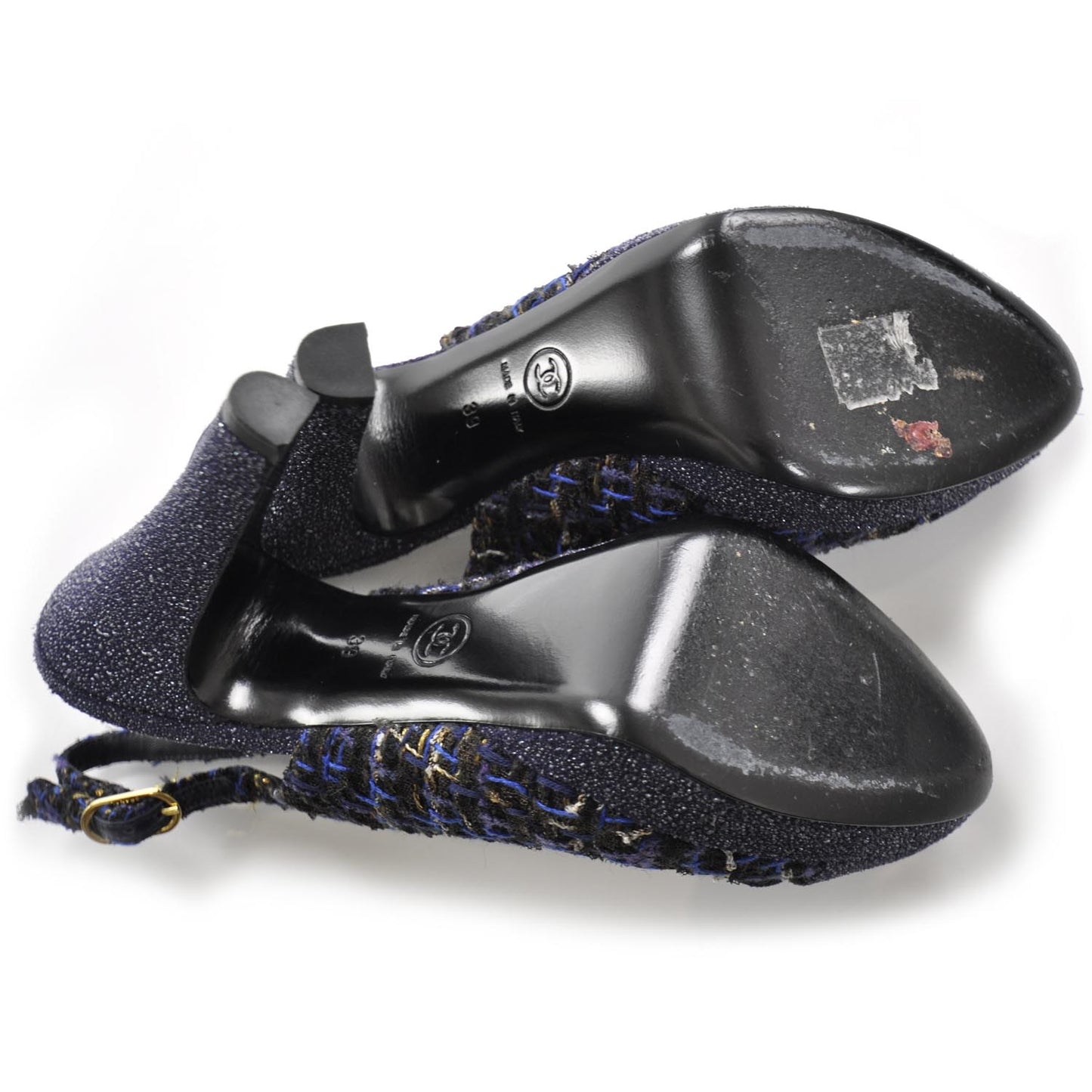 Tweed and Glitter Spectator Slingback Heels 39
