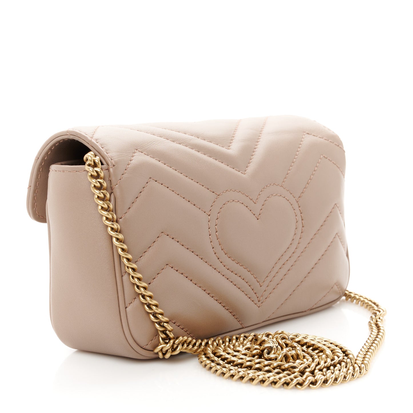 Calfskin Matelasse Super Mini GG Marmont Shoulder Bag Porcelain Rose