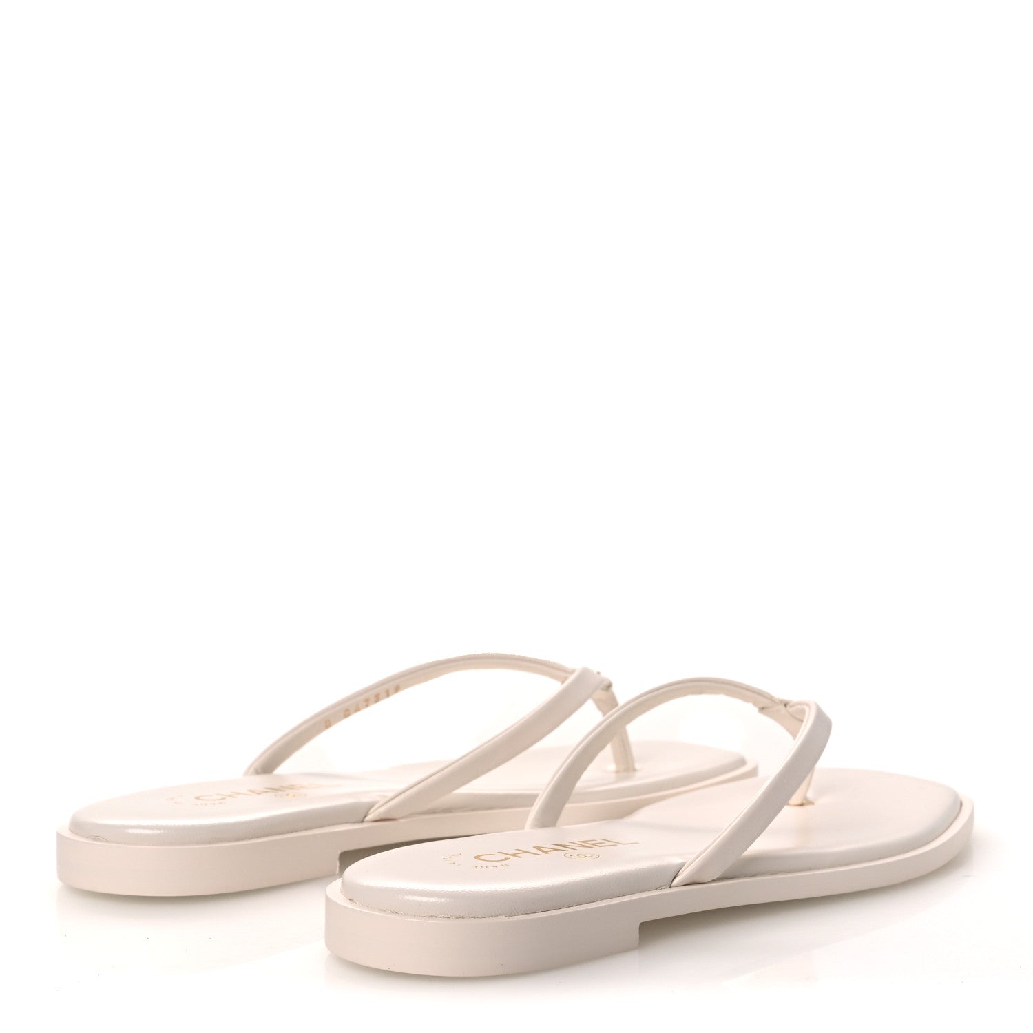 Chanel Goatskin CC Times Square Thong Sandals 38.5 Beige 5 of 11
