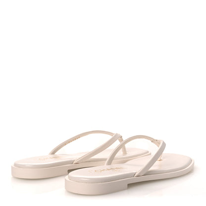 Chanel Goatskin CC Times Square Thong Sandals 38.5 Beige 5 of 11