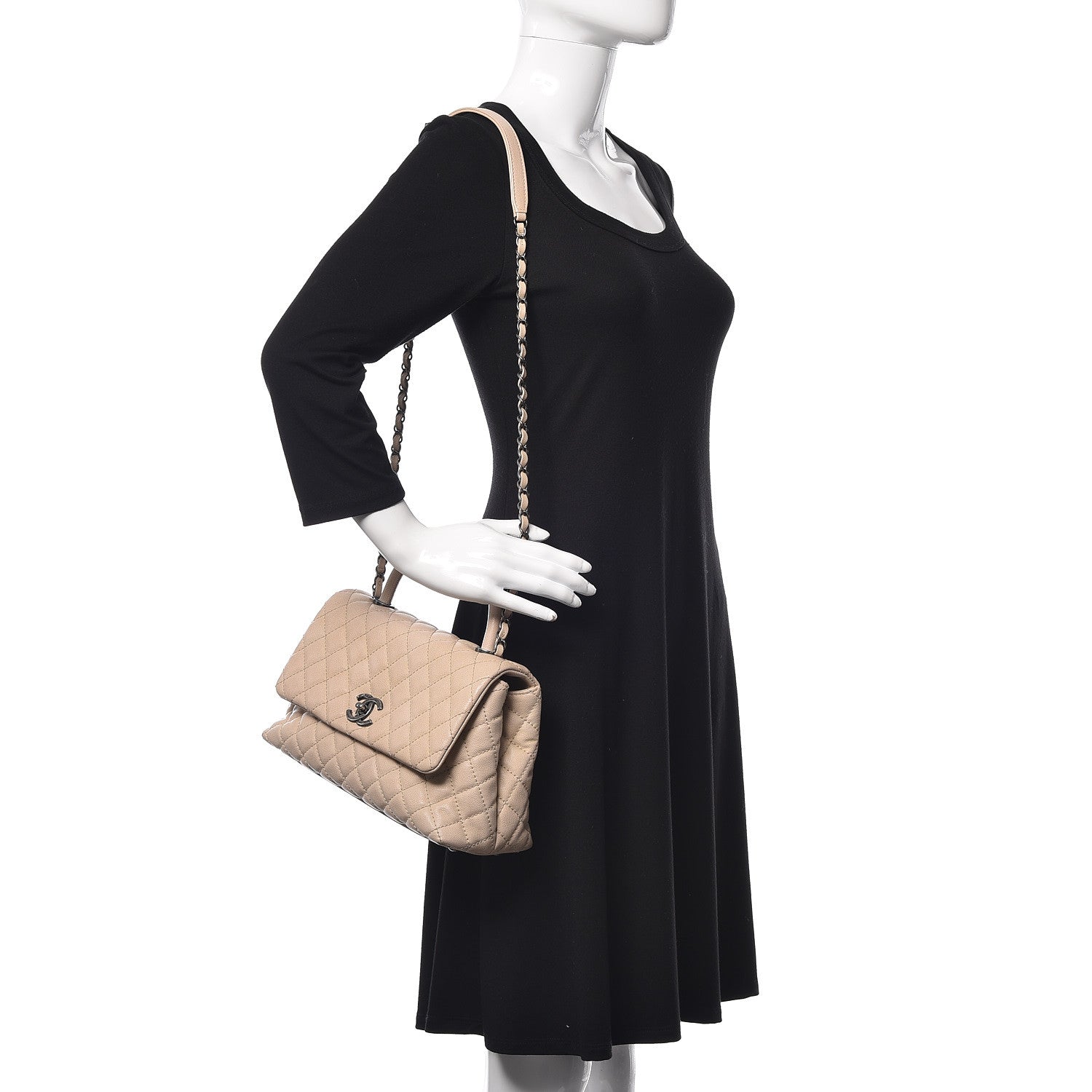 Chanel Caviar Quilted Small Coco Handle Flap Light Beige 2 of 16