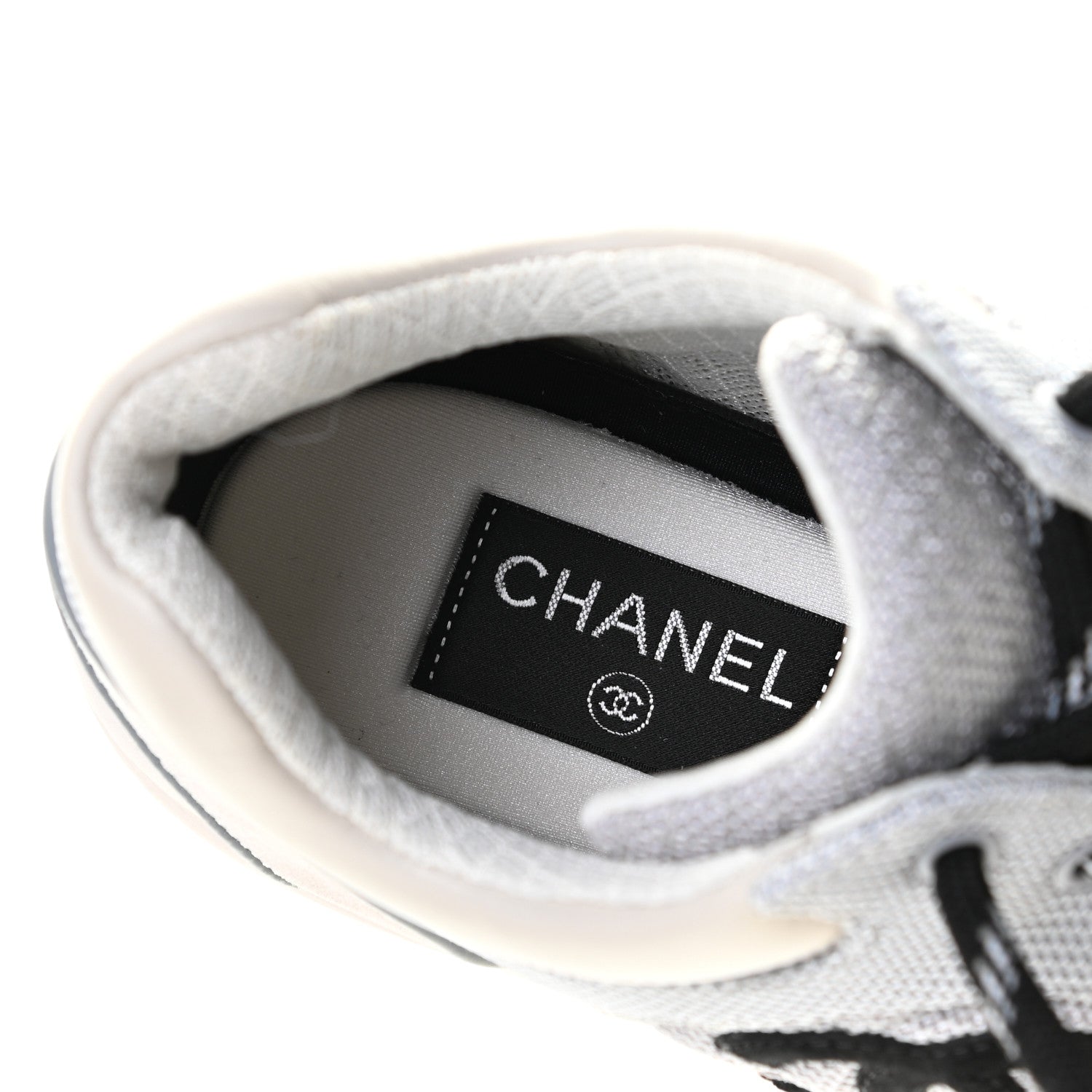 Chanel Nylon Calfskin Suede Womens CC Sneakers 40 Grey White 10 of 11