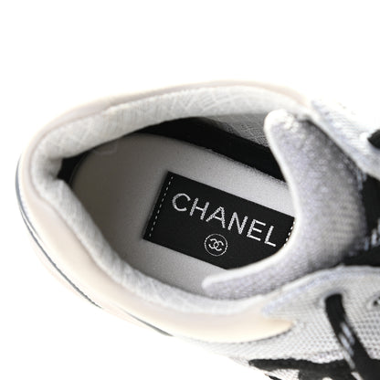 Chanel Nylon Calfskin Suede Womens CC Sneakers 40 Grey White 10 of 11