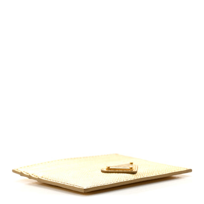 Prada Metallic Saffiano Triangle Card Holder Platino 4 of 7