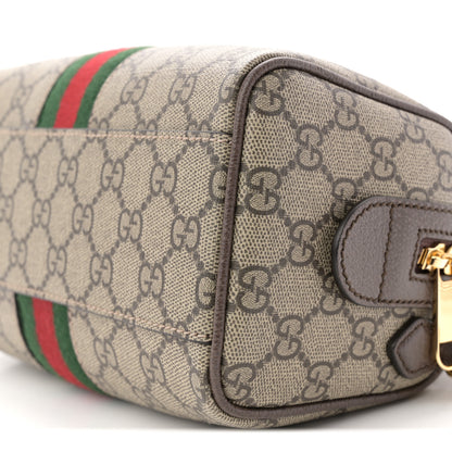 Gucci GG Supreme Monogram Textured Dollar Calfskin Web Mini Ophidia Top Handle Bag Beige Ebony New Acero 10 of 11