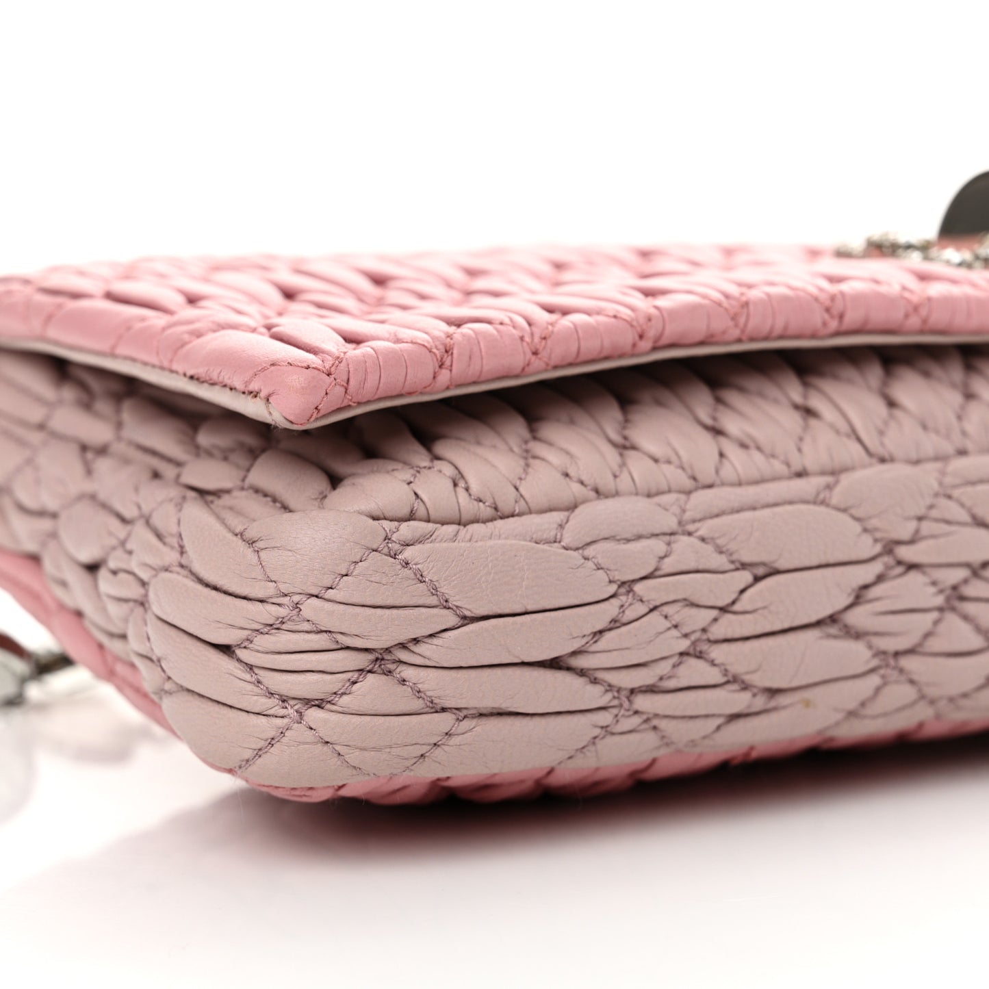 Nappa Matelasse Bi-Color Crystal Flap Clutch Rosa Mughetto