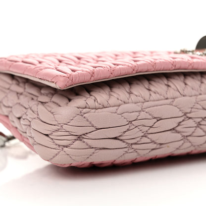 Miu Miu Nappa Matelasse Bi-Color Crystal Flap Clutch Rosa Mughetto 9 of 10