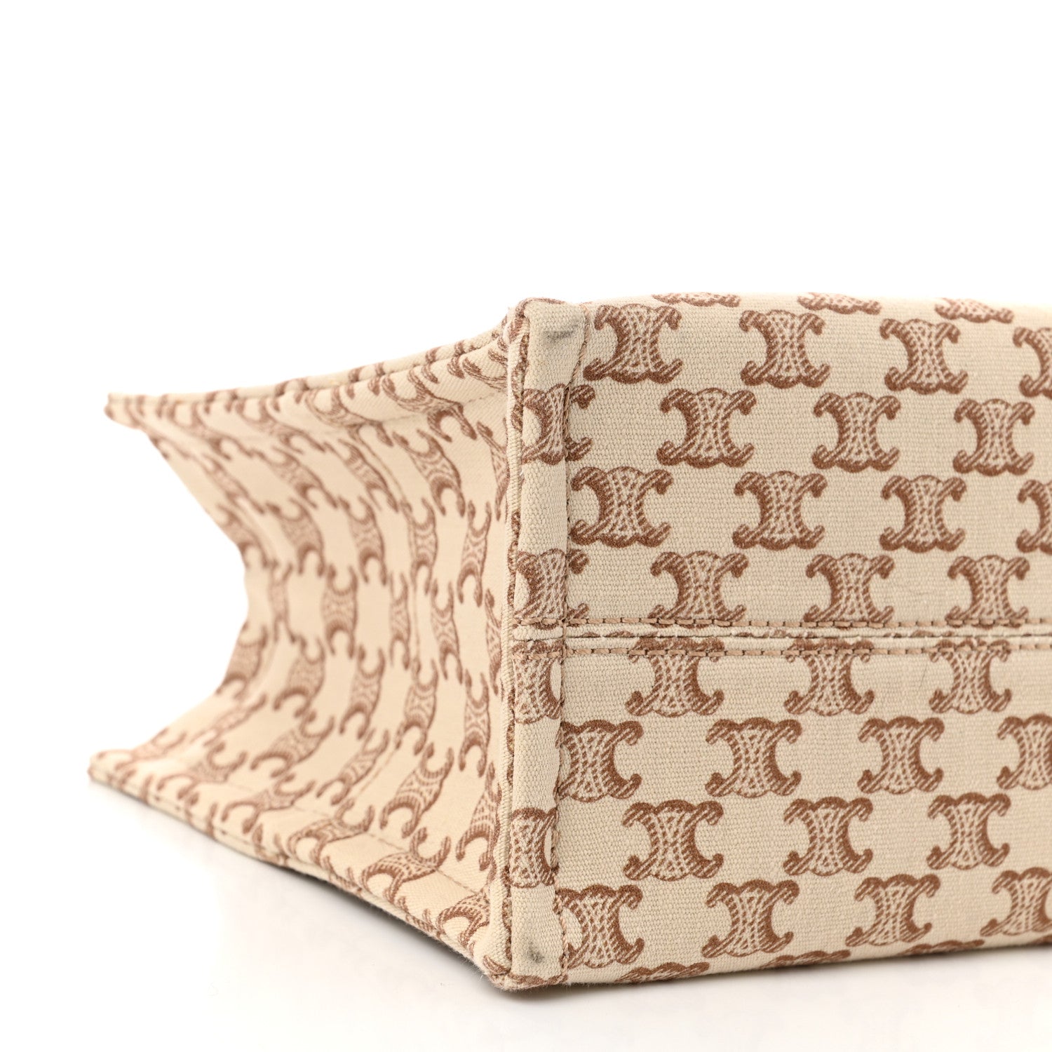 Celine Canvas Calfskin Triomphe Print Small Cabas Thais White 8 of 9
