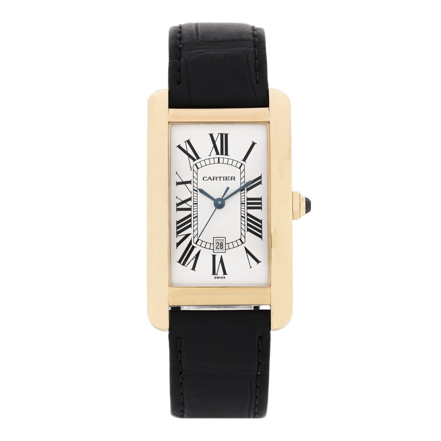 Cartier 18K Yellow Gold Alligator 26mm Tank Americaine Automatic Watch 1 of 4