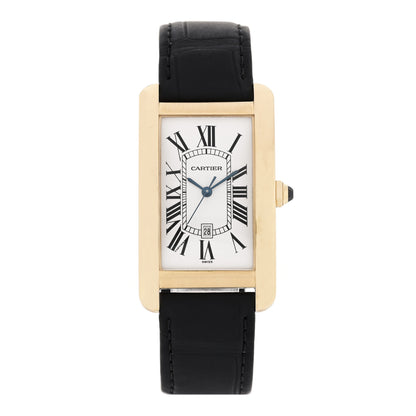 Cartier 18K Yellow Gold Alligator 26mm Tank Americaine Automatic Watch 1 of 4