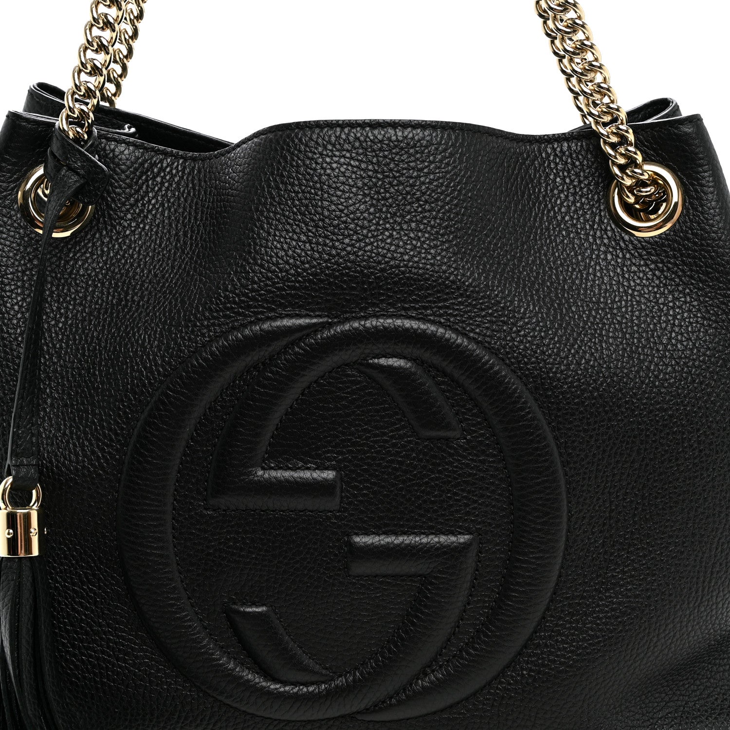 Gucci Pebbled Calfskin Medium Soho Chain Shoulder Bag Black 8 of 10