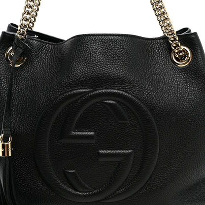 Gucci Pebbled Calfskin Medium Soho Chain Shoulder Bag Black 8 of 10