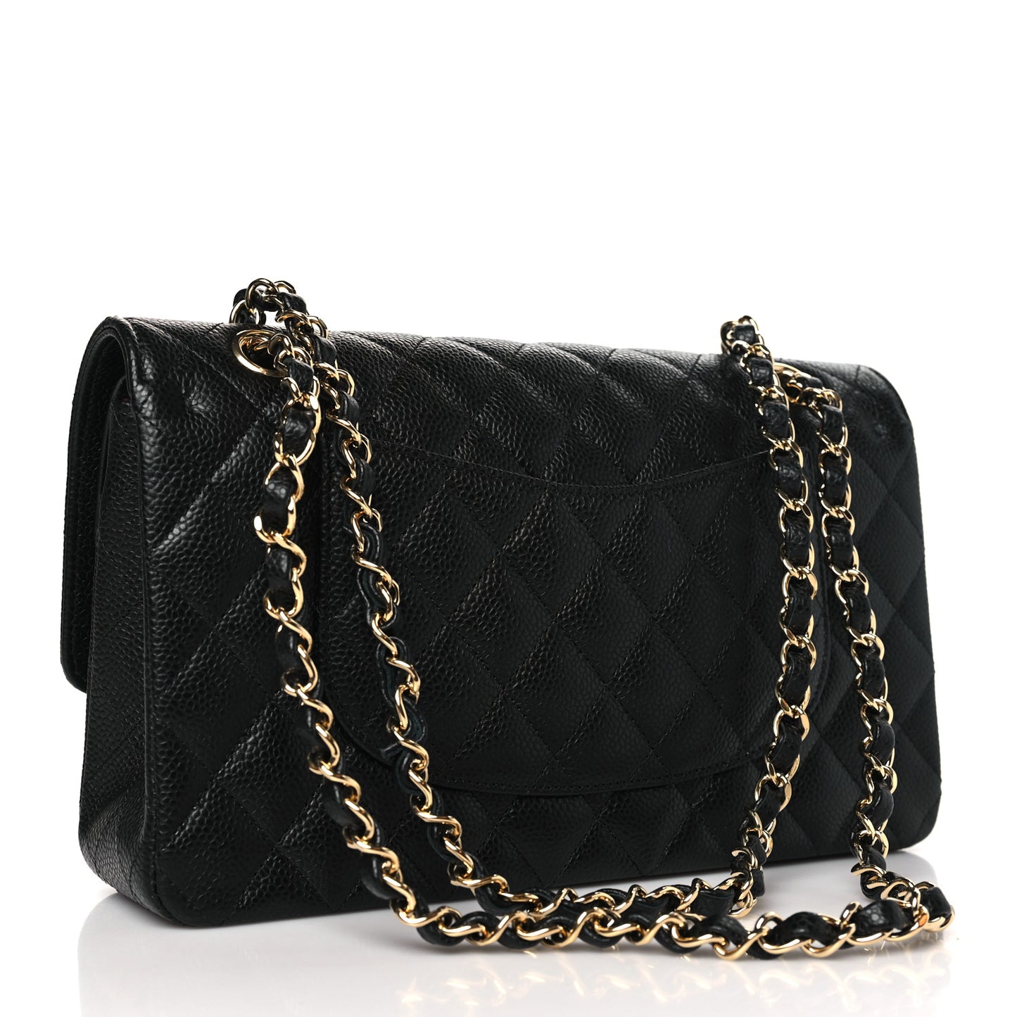 Caviar Quilted Medium Double Flap Black