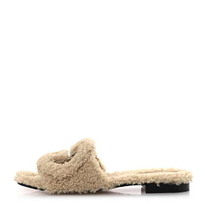 Gucci Shearling Interlocking G Cut Out Slide Sandals 36.5 Butterscotch 1 of 10