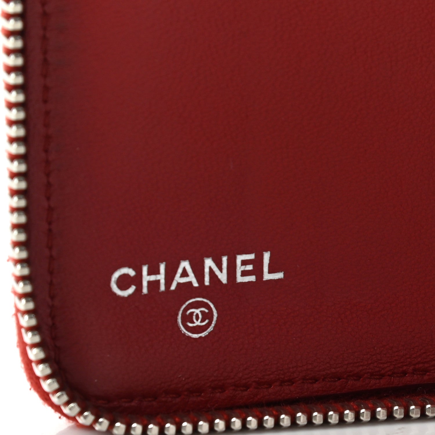Chanel Lambskin Quilted Large Zip Around Organizer Wallet Red 6 of 13