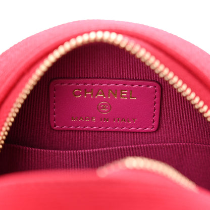 Chanel Jersey Quilted CC Filigree Round Clutch With Chain Pink Red Orange 6 of 10