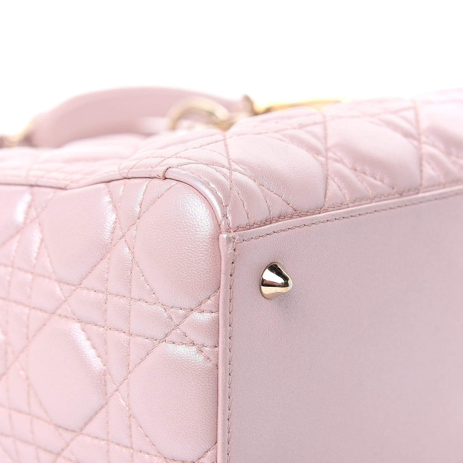 Christian Dior Pearly Lambskin Cannage Medium Lady Dior Lotus 13 of 15