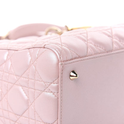 Christian Dior Pearly Lambskin Cannage Medium Lady Dior Lotus 13 of 15